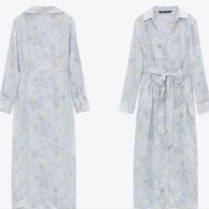 Long sleeve button down dress with side slit